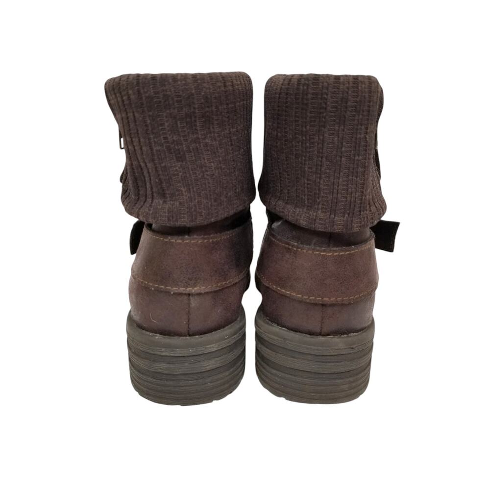Born b.o.c. Nisida Brown Knit Ankle Cuff  Zipper Block Heel Boots Size 9.5 - Picture 3 of 12